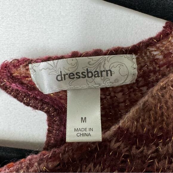 DRESSBARN / orange red gold metallic ombré open knit sweater / M - Picture 5 of 8